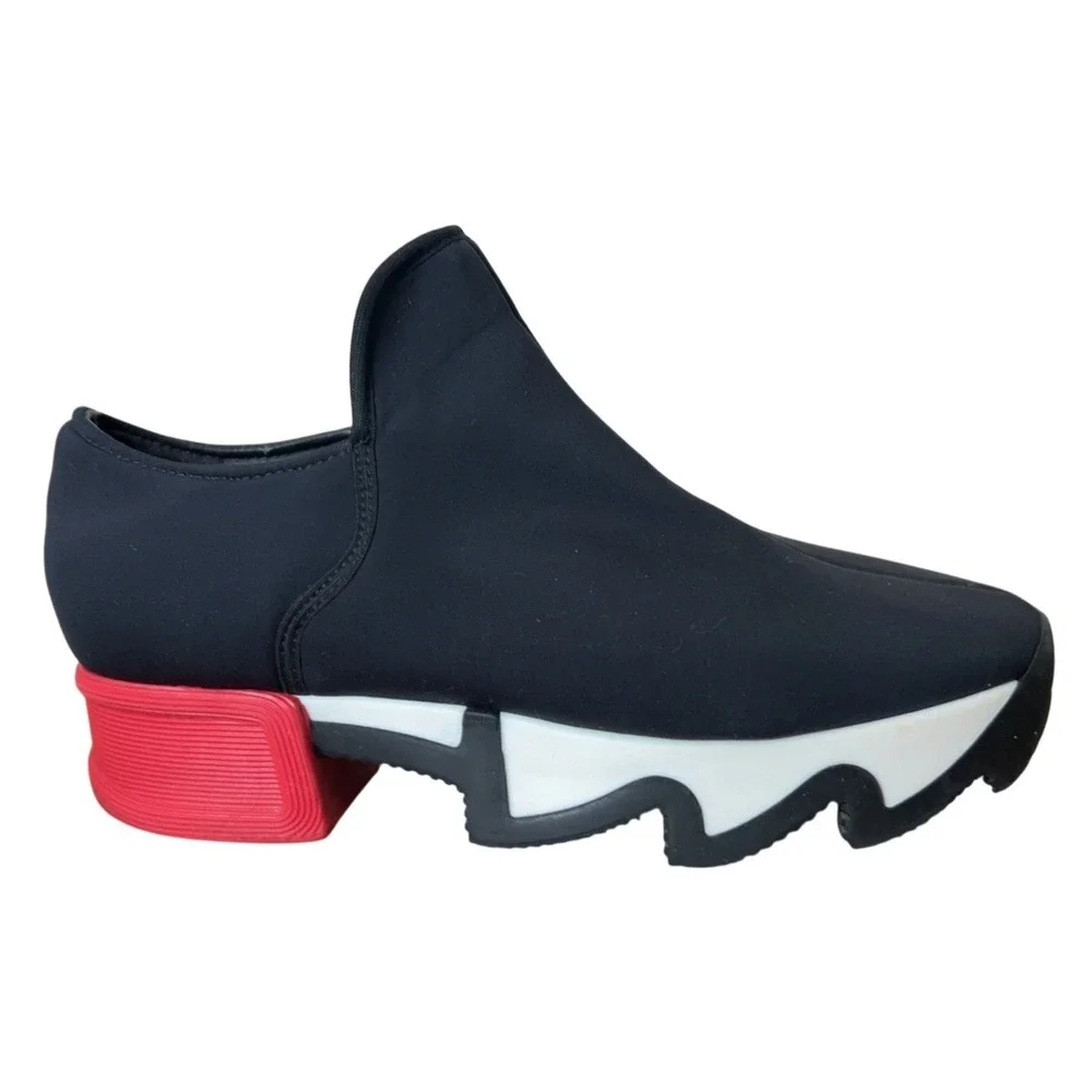 iRi NYC WES Black Red Vegan Low Top Women Slip On Platform Loafer Sneaker